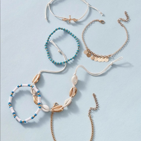 Cowrie Shell & Dove Beaded Anklet Set - Picture 3 of 4